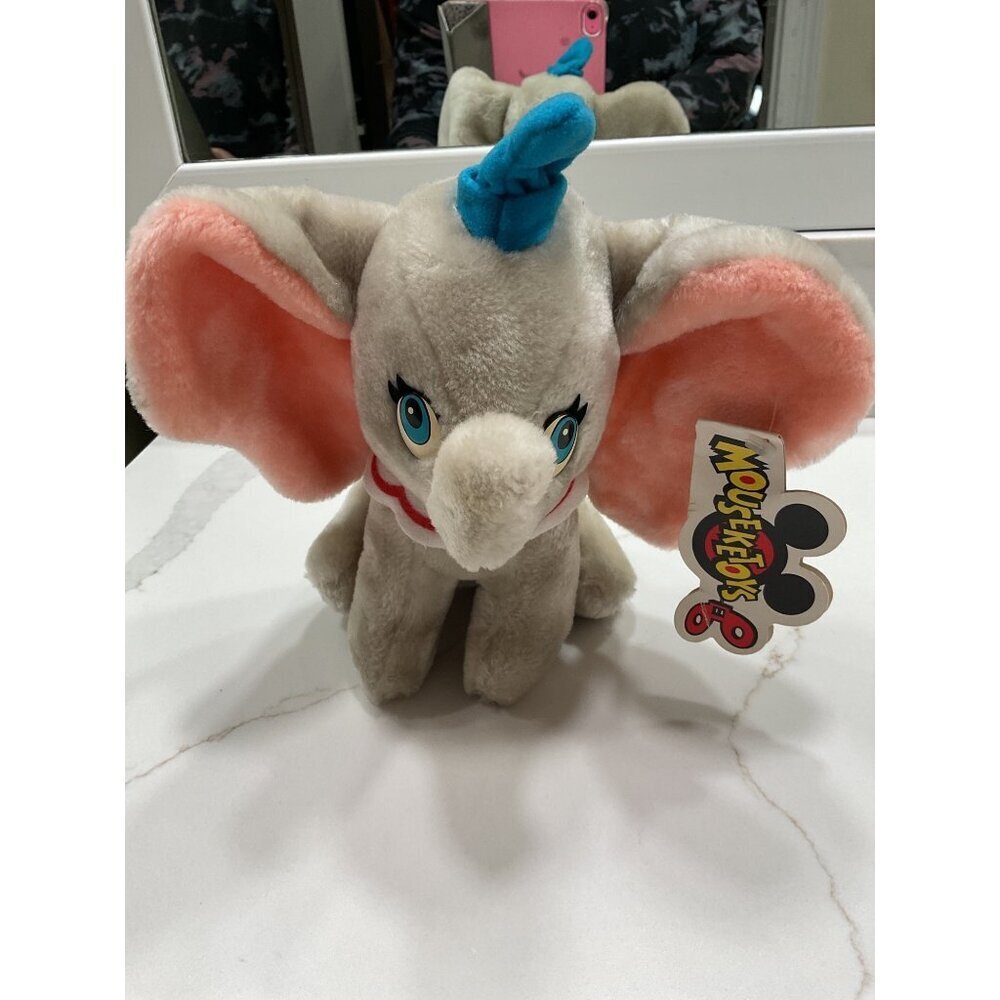 Vintage 80s NWT Disney Disneyland Park Dumbo Plush Stuffed Animal Mouseketoys 8"